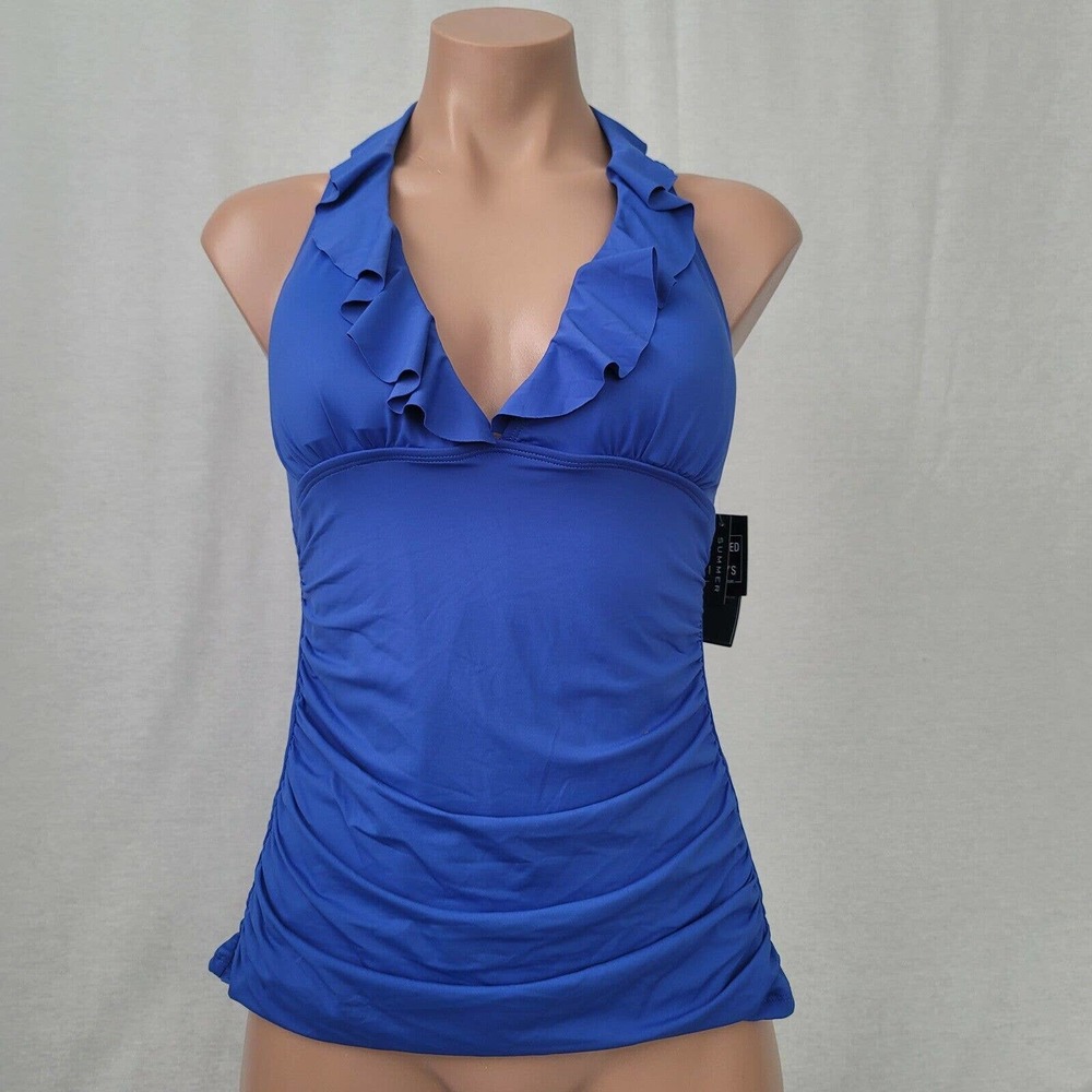 Ralph Lauren blue ruffled tankini top size 12